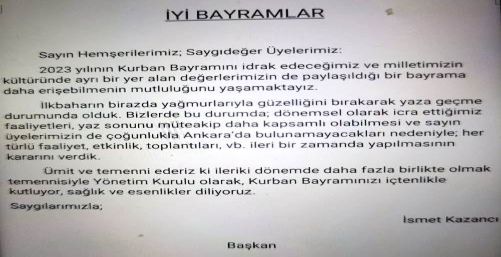 Başkan Kazanci Kurban Bayramı Mesajı